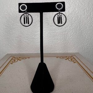 Silver and Black Hoop Earrings